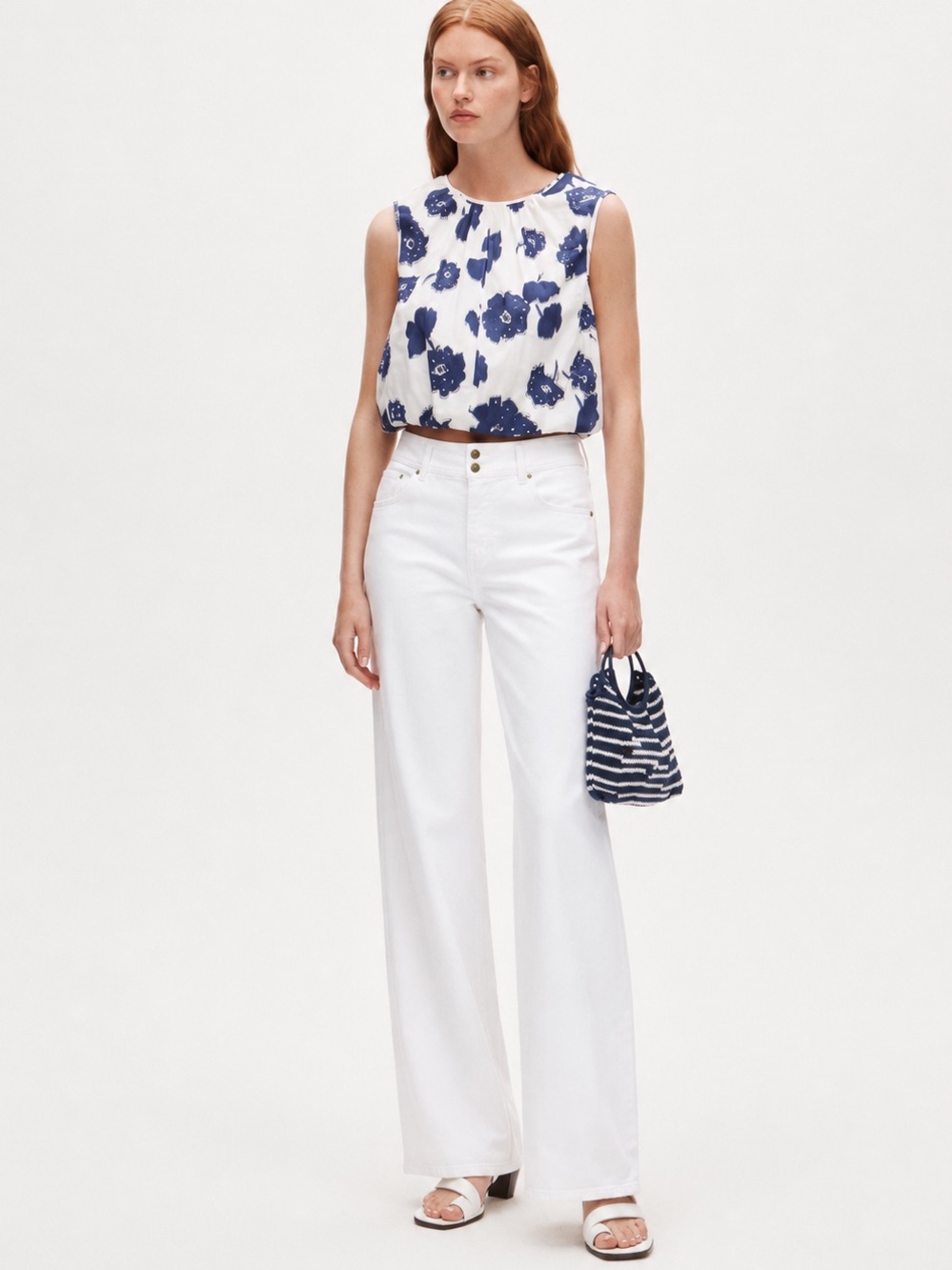NWT J.Crew High Rise White Wide Straight Leg Cotton Jeans With Stack Buttons